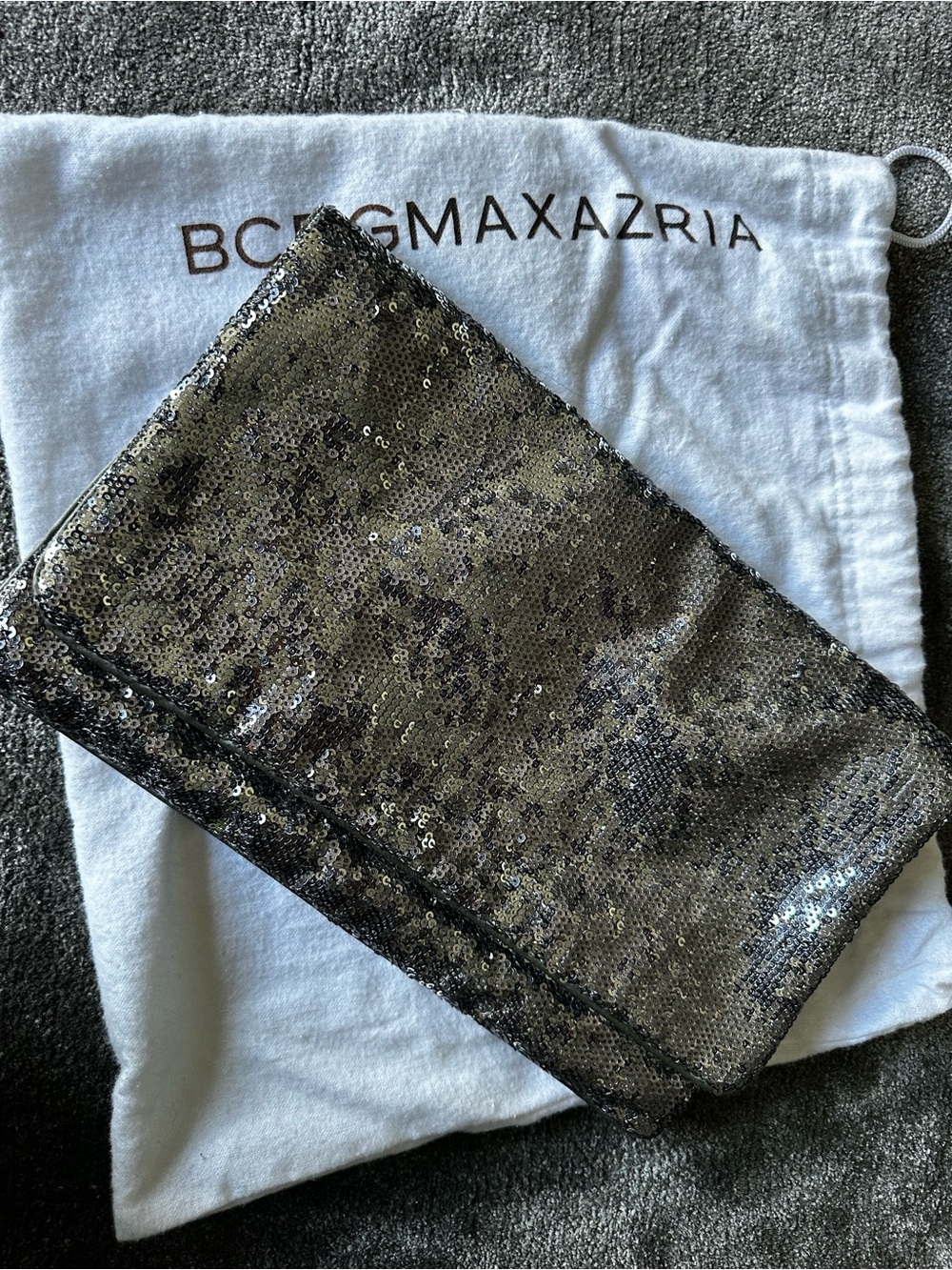 BCBGMAXAZRIA Silver Sequin Clutch